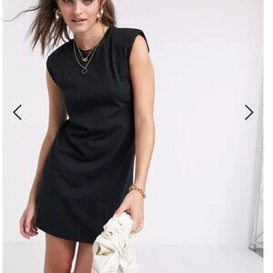 Stradivarius Grey Padded Shoulder Mini Dress, Size Medium